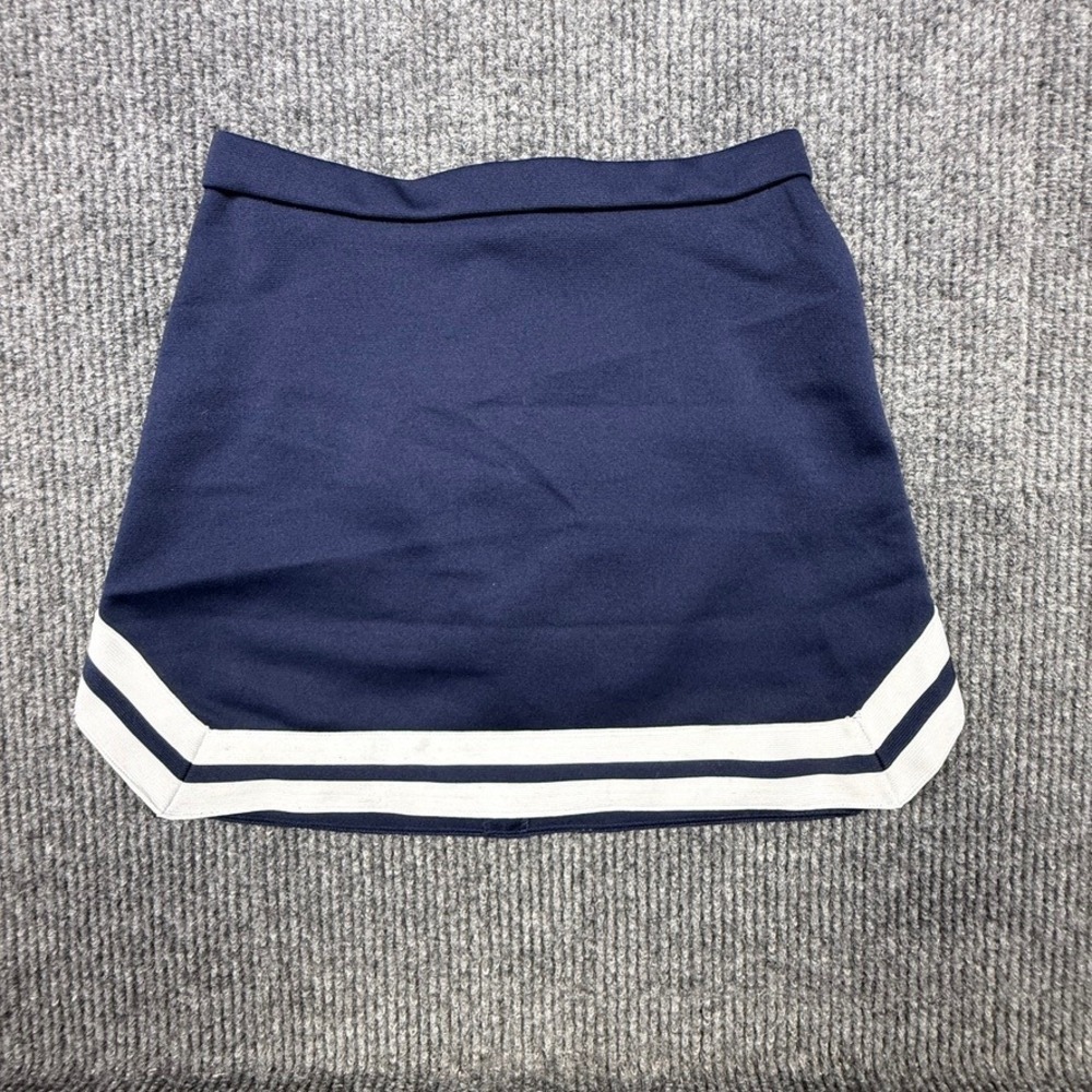 Zoe Cheer Navy Blue White Stripe Pleated Cheerleading Mini Skirt Small RN122407